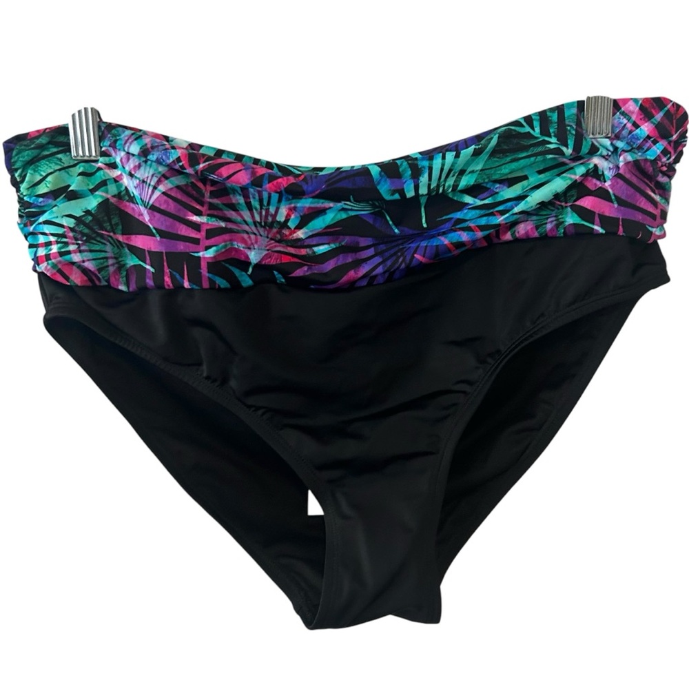NWT Swimsuits for All Women's Black Swim Bottoms with Multi Waistband in Size 12
